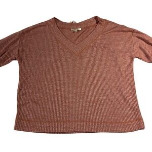 Cyrus V Neck Red Heather V Neck Long Balloon‎ Sleeve Sweater Size L